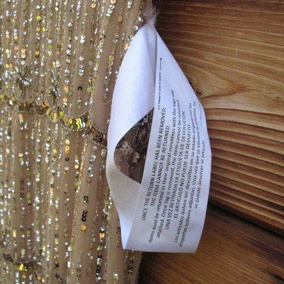 Mac Duggal 9089 Womens Cap Sleeve  Embellished Gown Nude 8 - Picture 16 of 16